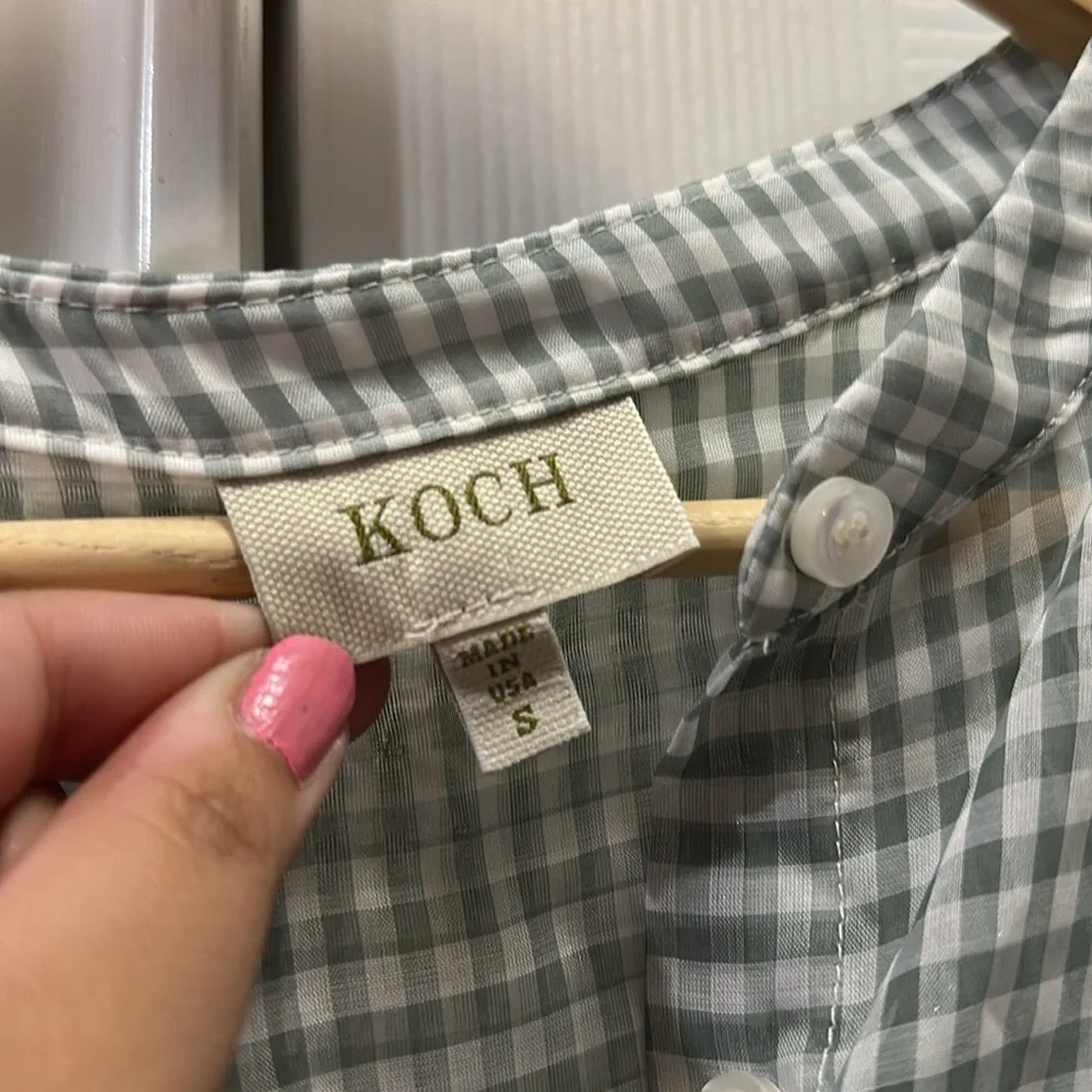 KOCH plaid sheer lightweight top women’s size small - Picture 2 of 3